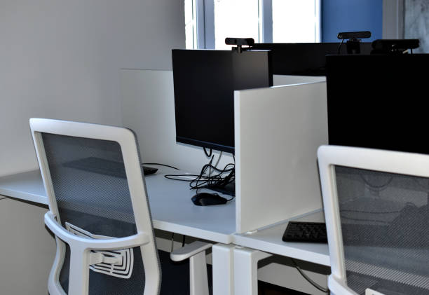 istock A new workplace in the office with a computer and a white desk 1310427793