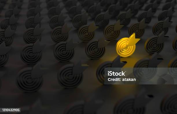Gold Target Symbol Stock Photo - Download Image Now - Accuracy, Marketing, Technology