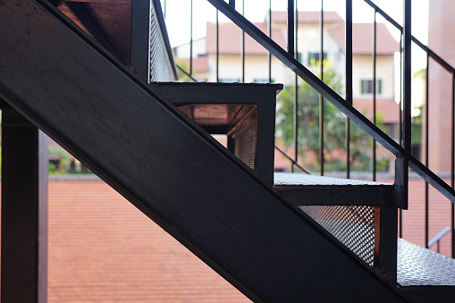 Construction of iron stair with black color vintage design