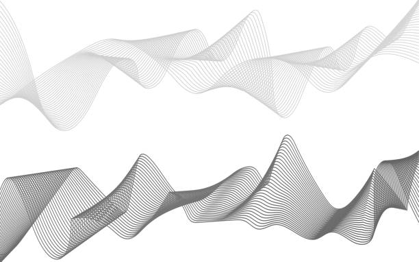 벡터 동적 웨이브 라인, 기술 배경 - digital composite swirl style vector stock illustrations