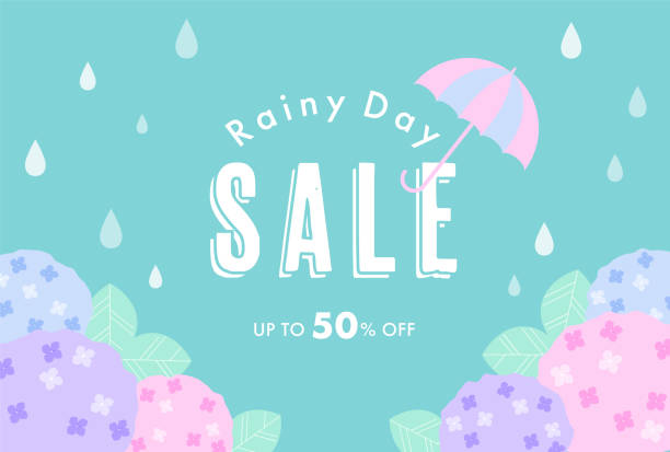 vector background with hydrangeas in the rain for banners, cards, flyers, social media wallpapers, etc. vector background with hydrangeas in the rain for banners, cards, flyers, social media wallpapers, etc. rainy season stock illustrations