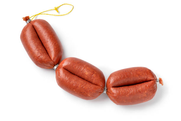 istock Turkish sausage, sucuk, isolated on white background 1310437089