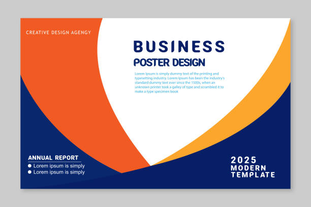 Modern blue and orange business presentation brochure template USA, India, Brochure, Blue color, Orange color, Wave Patter, Flyer - Leaflet, Template, Design blue powerpoint template stock illustrations