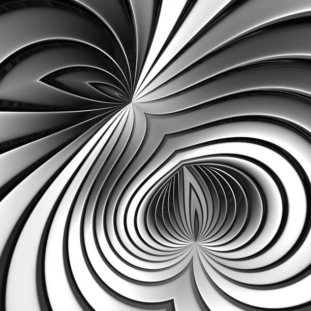 istock Chrome color geometry gray 3d abstract metal strip background. Beautiful shapes bending lines chrome color 1310444266