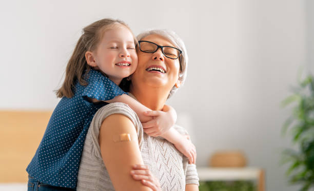 istock Senior woman after vaccination. 1310446912