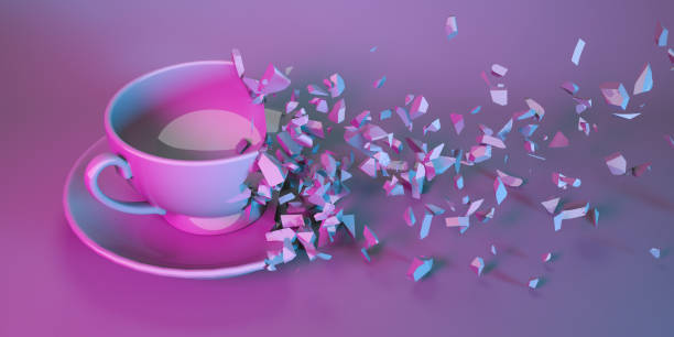 istock cup for tea on a saucer in neon light collapsing into small parts 1310448997