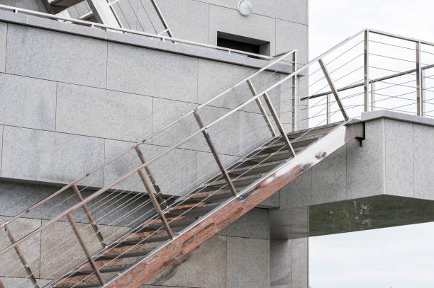 istock metal steps on the building 1310449317