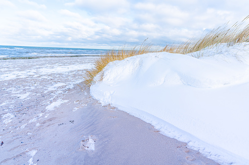Snow on shore of the Baltic Sea