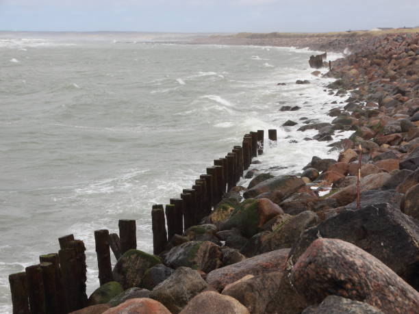 istock Coastline with Silent Water and breakwater Rocks 1310451671