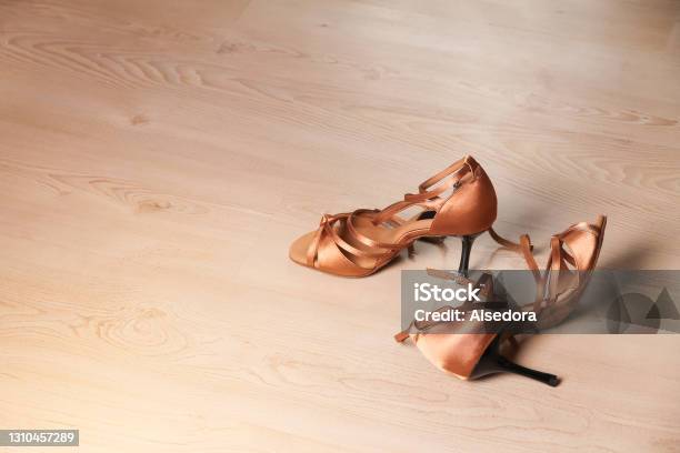 Womens Shoes For Latin Dance And Tango On The Dance Floor Stock Photo - Download Image Now