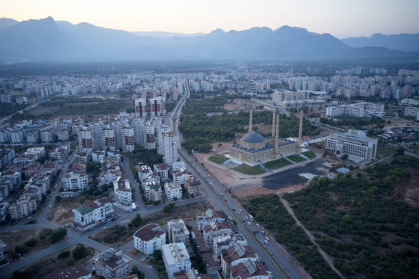 istock Panoramic view of Antalya town landscape with Mosque Minaret view. 1310458536