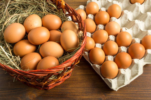 istock brown chicken eggs in a basket and tray storage 1310460775