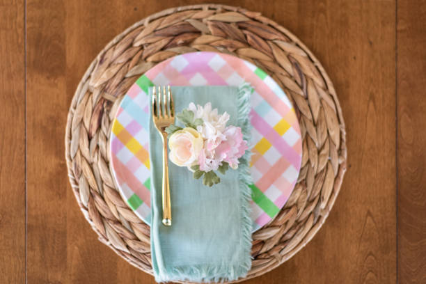 istock Top view of Easter holiday place setting 1310463985