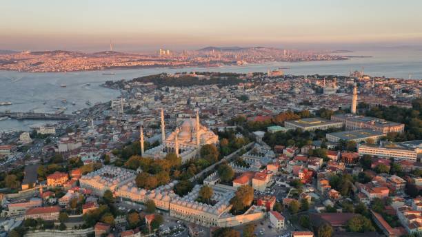 vista aérea de istambul - aerial view bosphorus bridge bosphorus bridge - fotografias e filmes do acervo