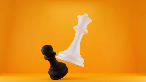 visualisation 3d pièce d’échecs reine noire et blanche - jeu déchecs photos et images de collection