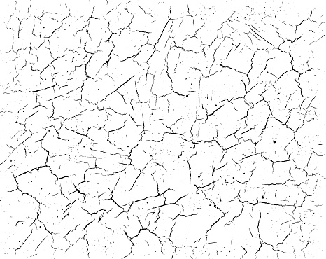 Cracks on the ground abstract background or element. Black and white vector of cracked ground or dirt