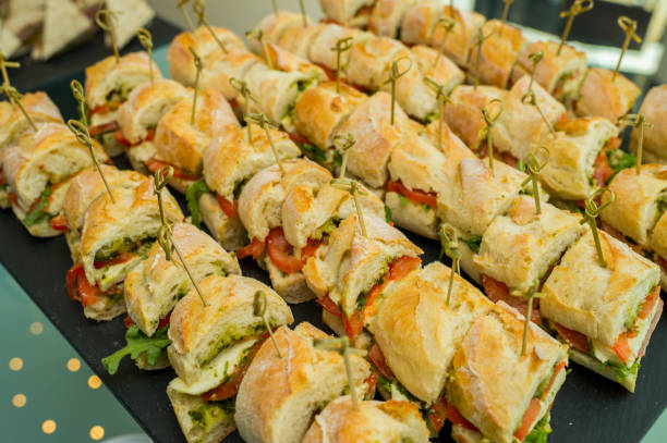 istock Sandwiches with skewers on banquet 1310471092