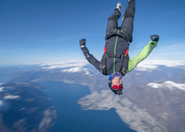 istock Freefall jumper soars above Swiss mountain landscape 1310472255