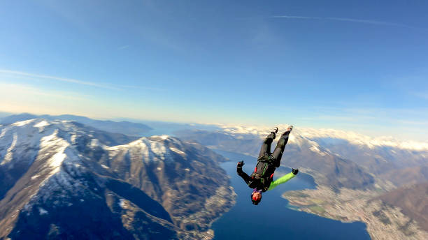 istock Freefall jumper soars above Swiss mountain landscape 1310472333