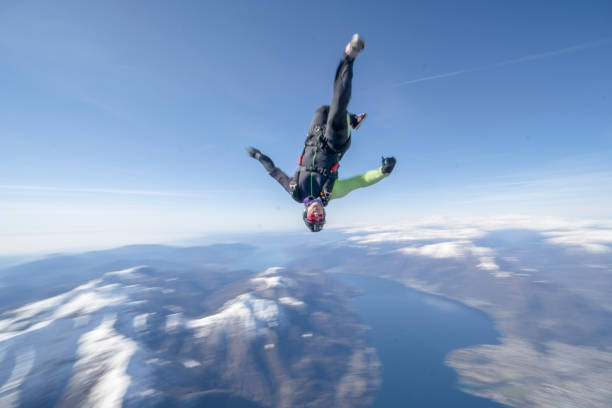 istock Freefall jumper soars above Swiss mountain landscape 1310472334
