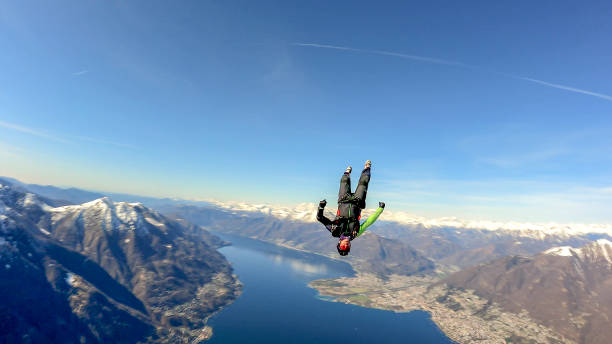 istock Freefall jumper soars above Swiss mountain landscape 1310472348