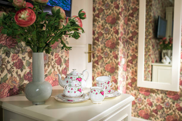 istock tea set with flowers in the interior 1310472460