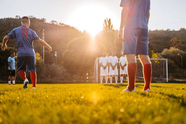 istock Soccer player taking free kick 1310476622