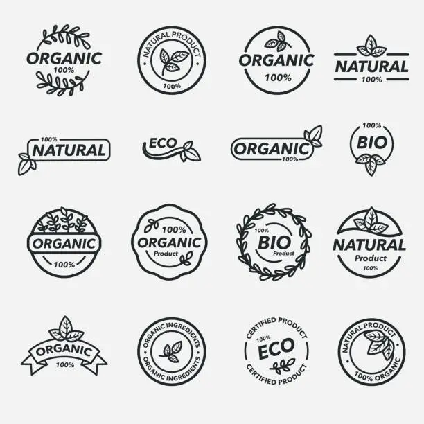 Vector illustration of Organic product labels