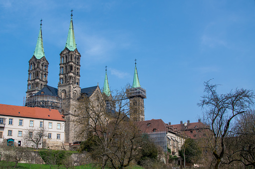 The Bamberg Cathedral in the World Heritage city of Bamberg, Germany, photographed from the cathedral ground.