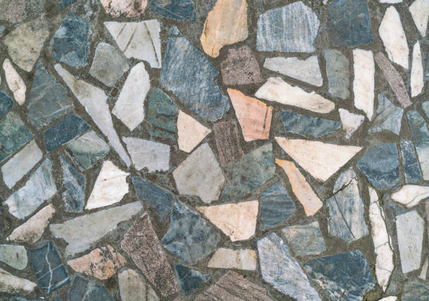 Stone floor made of colorful granite mosaics