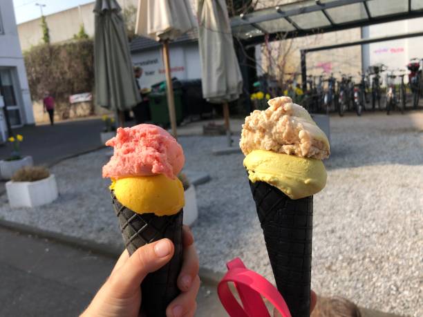 istock Delicious ice-cream with a black ice-cream cone 1310488029
