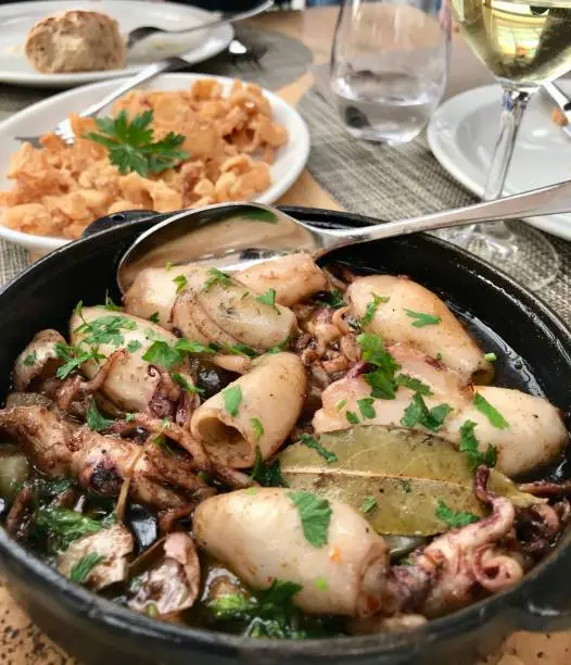 Typical squid dish. Algarve, Portugal.
