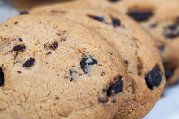 istock delicious wheat flour cookies and chocolate drops inside 1310495541
