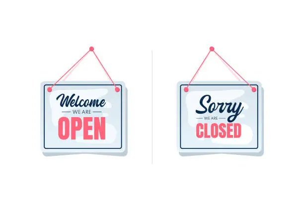 Vector illustration of Open and close signboards