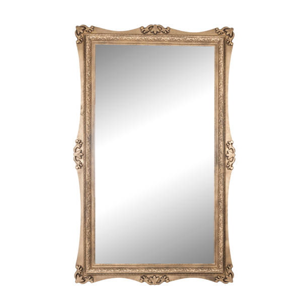rectangular large vintage mirror rectangular large vintage mirror isolated on white background mirror object stock pictures, royalty-free photos & images