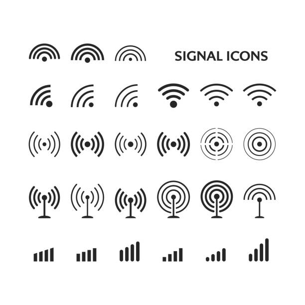 bildbanksillustrationer, clip art samt tecknat material och ikoner med signalikoner. vektor illustration - signal icon