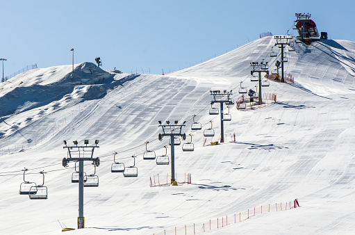 Ski lift at a ski resort closed for maintenance