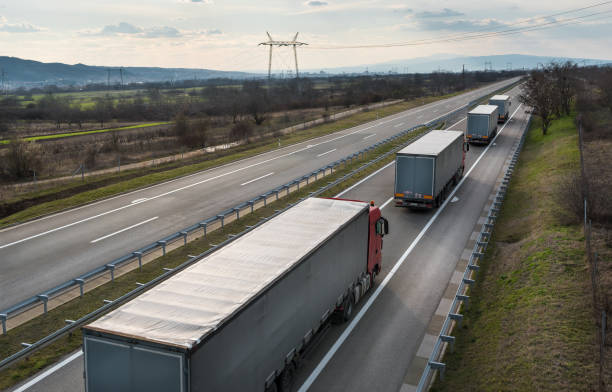 istock Convoy of Big trucks 1310502558