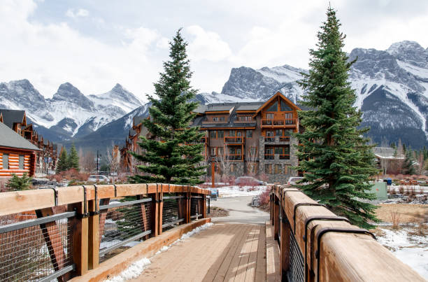 istock Canmore, view from the wooden bridge over the Spring Creek 1310504264