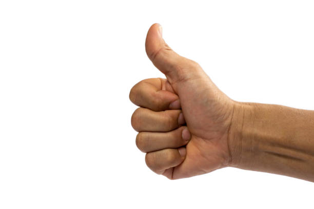 istock Thumb up gesture It means excellent, white background. 1310524589