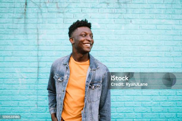 Cheerful Fashionable Adult Man In City Setting Stock Photo - Download Image Now - Men, Happiness, People