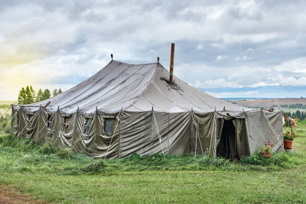 istock Big military field tent with windows and a stove 1310542472