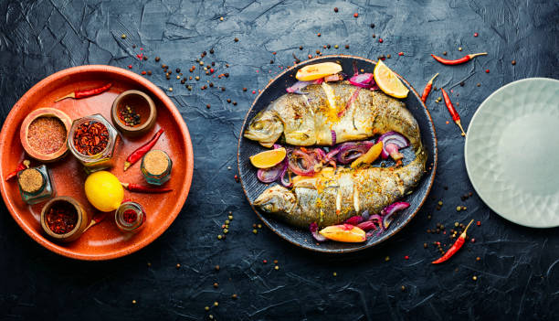 istock Baked trout with lemon 1310545608
