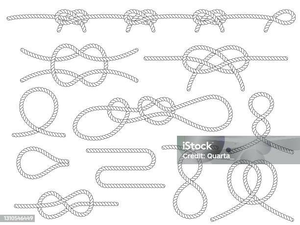 Set Of Nautical Rope Knots Marine Rope Knot Stock Illustration - Download  Image Now - Anchor - Vessel Part, Boat Captain, Boat Deck - iStock