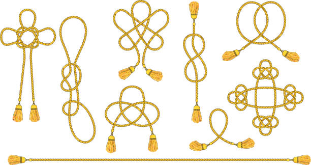 織り結び目に結ばれたタッセルのコード。 - celtic culture tied knot woven pattern点のイラスト素材／クリップアート素材／マンガ素材／アイコン素材