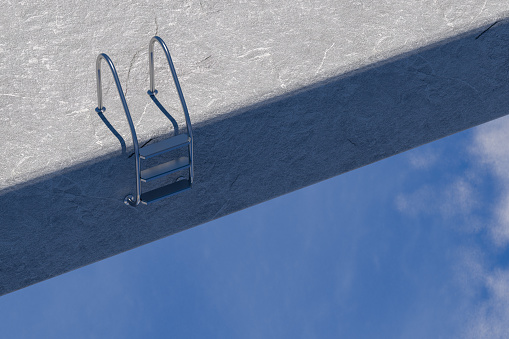 3d rendering of Pool Stairs from the moon to the world. Surreal concept.