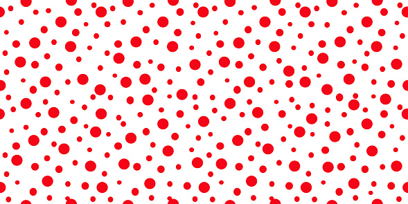 Polka dots seamless pattern, red and white colors