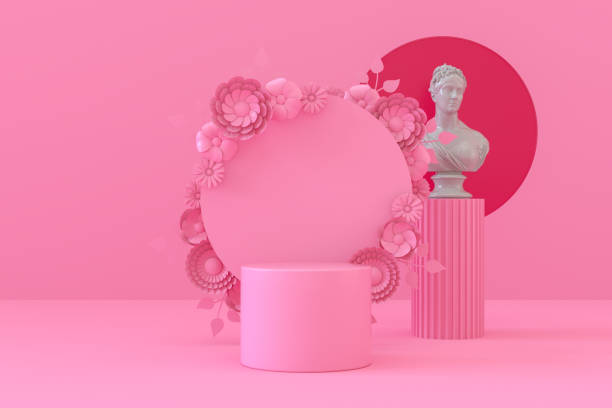 istock Empty Product Stand, Platform, Podium with Flowers 1310549322