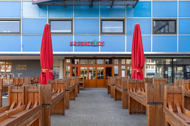 Wolfsburg, Germany - mar 24th 2021:German restaurants are closed due to coronavirus lockdown. Food can be sold as take away or delivered only.