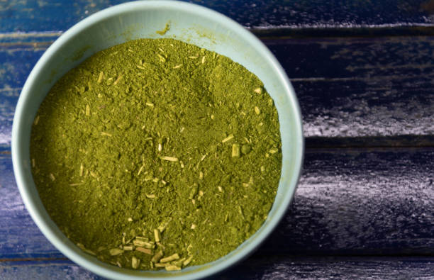 istock Canister with yerba mate on blue background 1310554362